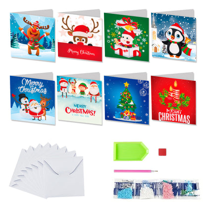8pcs DIY Diamond Art Greeting Cards Xmas Theme Congratulations Cards & Gifts