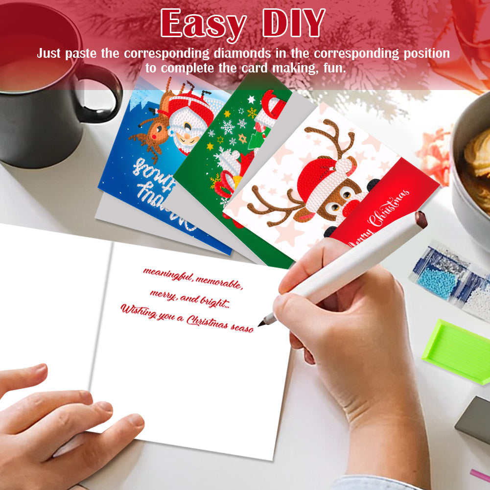 8pcs DIY Diamond Art Greeting Cards Xmas Theme Congratulations Cards & Gifts