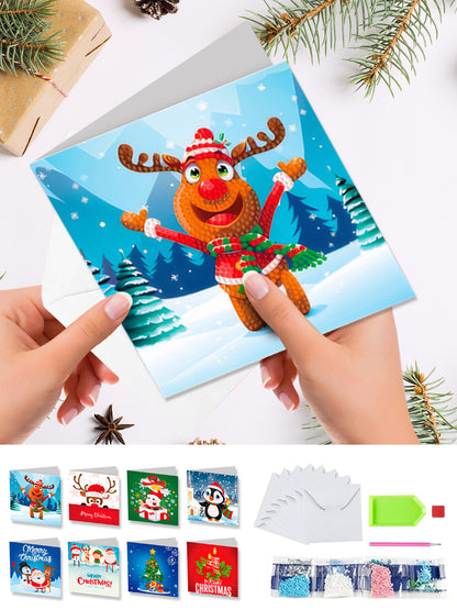 8pcs DIY Diamond Art Greeting Cards Xmas Theme Congratulations Cards & Gifts
