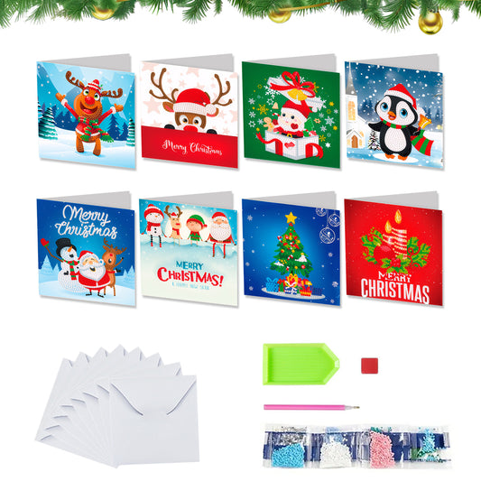 8pcs DIY Diamond Art Greeting Cards Xmas Theme Congratulations Cards & Gifts