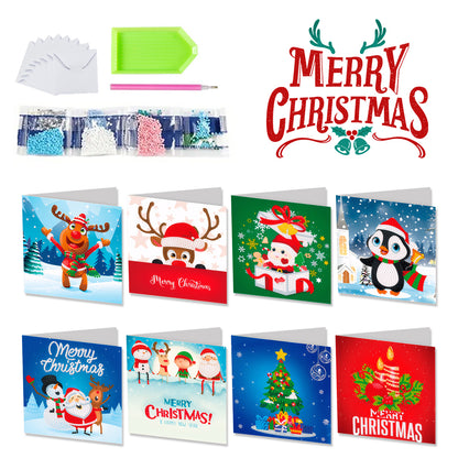 8pcs DIY Diamond Art Greeting Cards Xmas Theme Congratulations Cards & Gifts