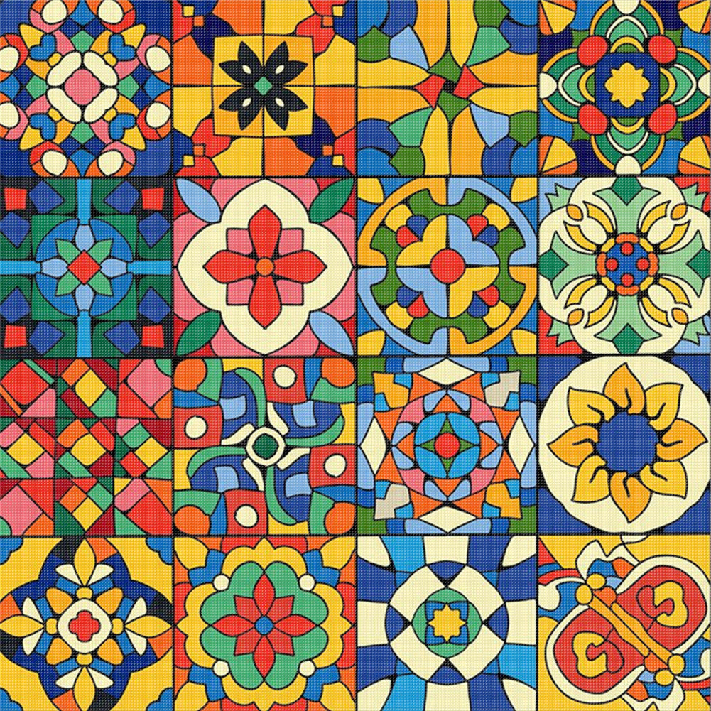 Colorful Pattern 2 - 14CT Stamped Cross Stitch 50*50CM