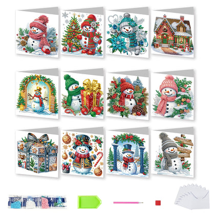 12pcs DIY Diamond Art Greeting Cards Xmas Theme Congratulations Cards & Gifts