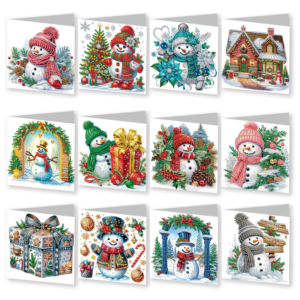 12pcs DIY Diamond Art Greeting Cards Xmas Theme Congratulations Cards & Gifts