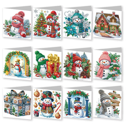 12pcs DIY Diamond Art Greeting Cards Xmas Theme Congratulations Cards & Gifts