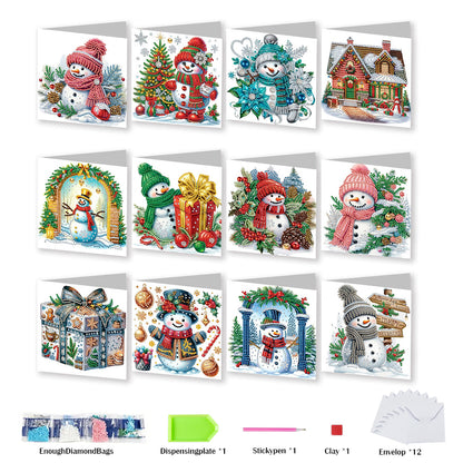 12pcs DIY Diamond Art Greeting Cards Xmas Theme Congratulations Cards & Gifts