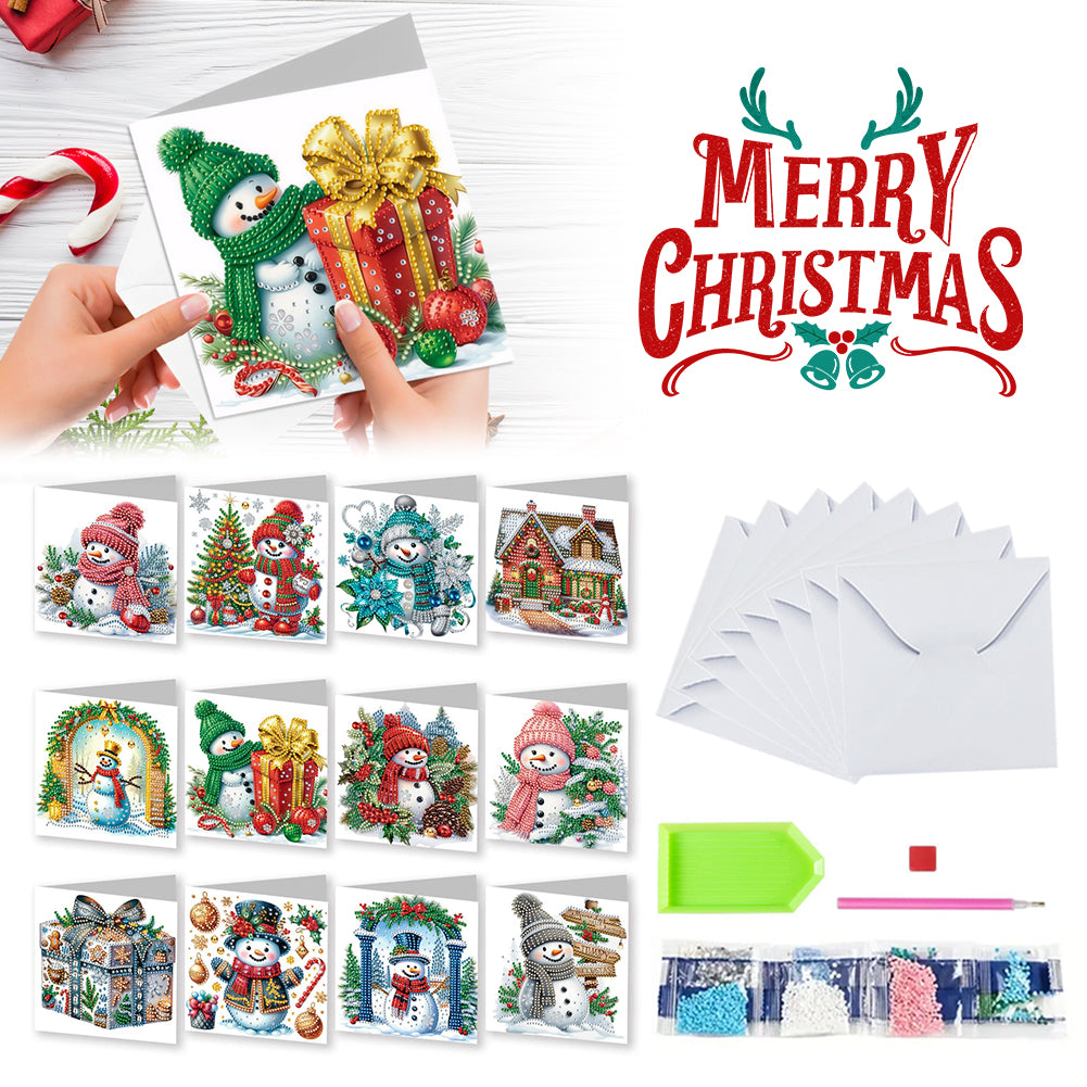 12pcs DIY Diamond Art Greeting Cards Xmas Theme Congratulations Cards & Gifts
