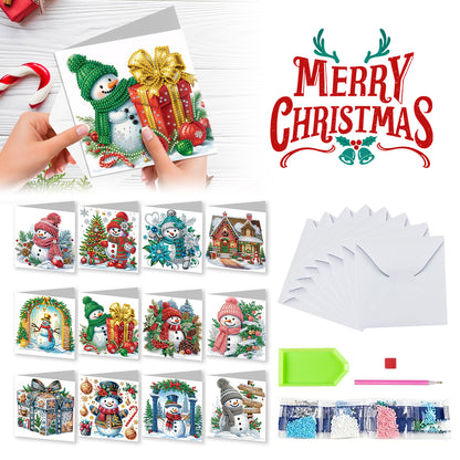 12pcs DIY Diamond Art Greeting Cards Xmas Theme Congratulations Cards & Gifts