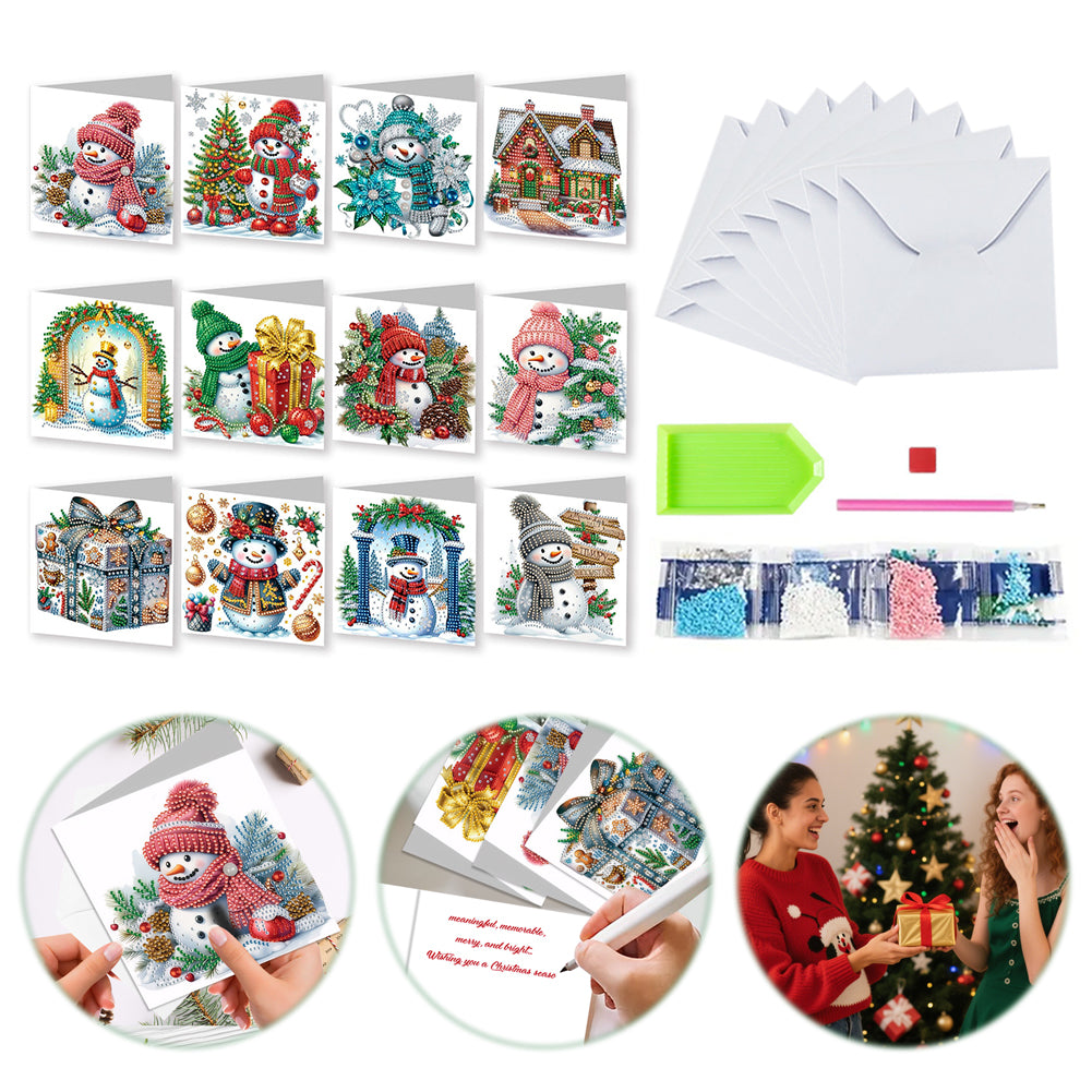 12pcs DIY Diamond Art Greeting Cards Xmas Theme Congratulations Cards & Gifts