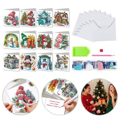 12pcs DIY Diamond Art Greeting Cards Xmas Theme Congratulations Cards & Gifts