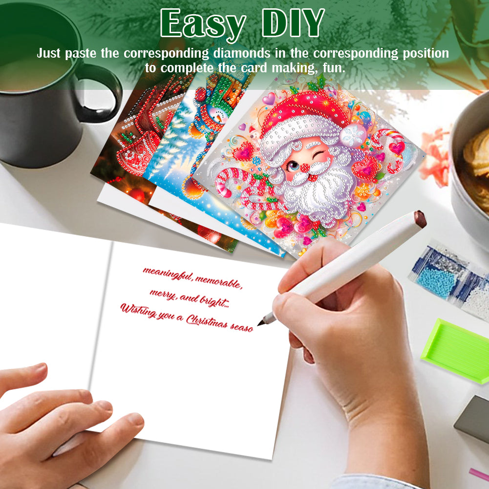 12pcs DIY Diamond Art Greeting Cards Xmas Theme Congratulations Cards & Gifts