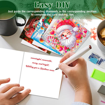 12pcs DIY Diamond Art Greeting Cards Xmas Theme Congratulations Cards & Gifts