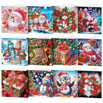 12pcs DIY Diamond Art Greeting Cards Xmas Theme Congratulations Cards & Gifts