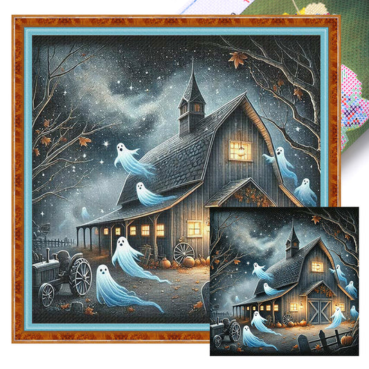 Halloween Log Cabin - 11CT Stamped Cross Stitch 50*50CM