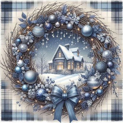Christmas Wreath Scenery - 11CT Counted Cross Stitch 40*40CM