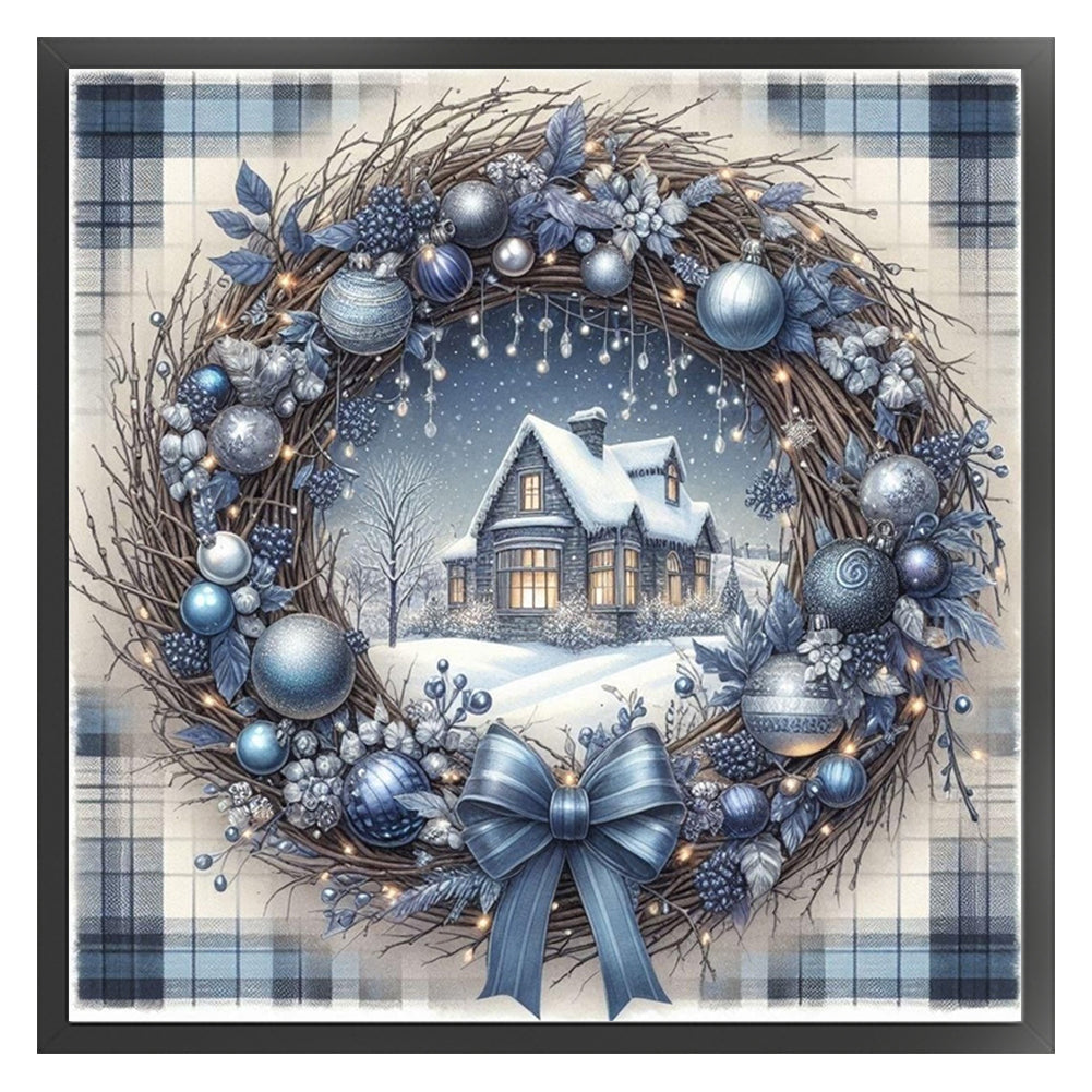Christmas Wreath Scenery - 11CT Counted Cross Stitch 40*40CM