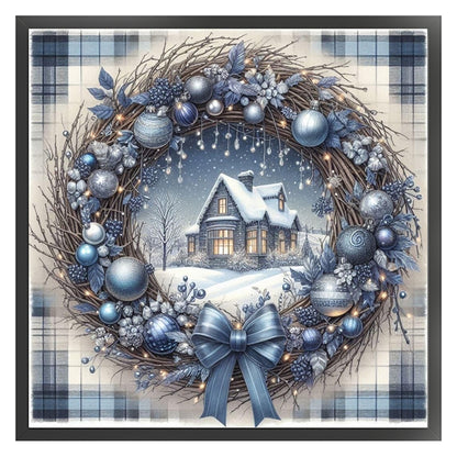 Christmas Wreath Scenery - 11CT Counted Cross Stitch 40*40CM