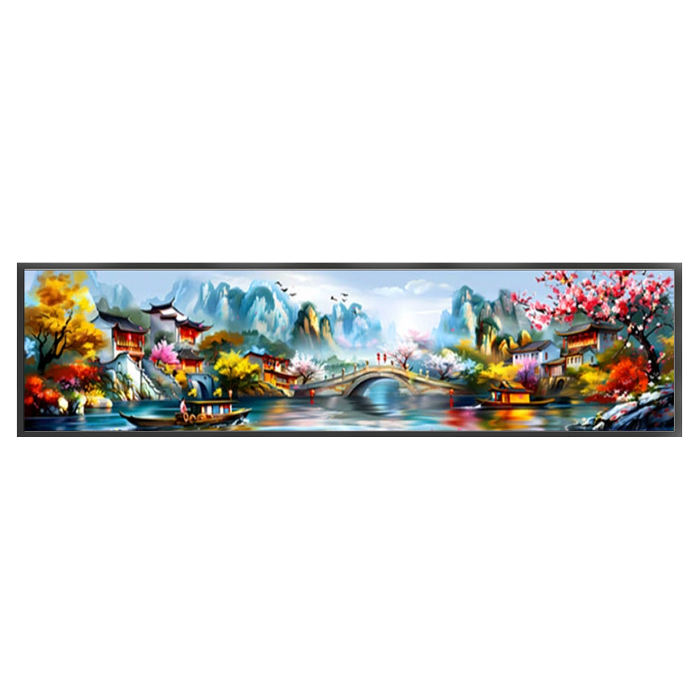 Jiangnan Ancient Charms Reminiscent Of Jiangnan - 11CT Stamped Cross Stitch 176*49CM(Mona Lisa Brand)