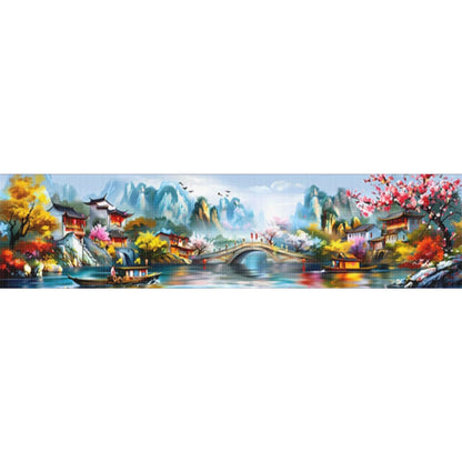 Jiangnan Ancient Charms Reminiscent Of Jiangnan - 11CT Stamped Cross Stitch 176*49CM(Mona Lisa Brand)