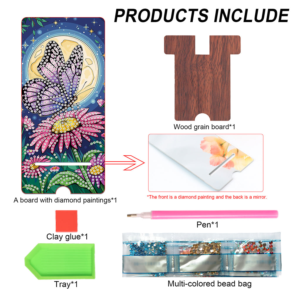 2-Pack Acrylic Diamond Art Phone Stand And Mirror Diamond Art Kits Phone Holder