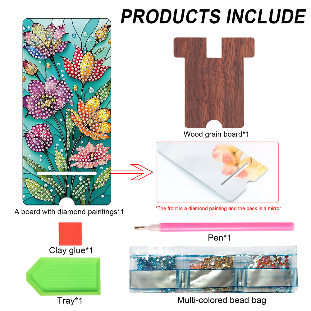 2-Pack Acrylic Diamond Art Phone Stand And Mirror Diamond Art Kits Phone Holder