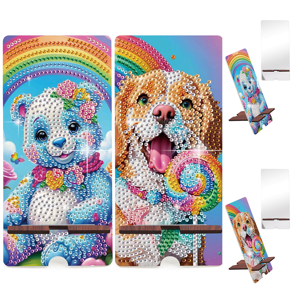 2-Pack Acrylic Diamond Art Phone Stand And Mirror Diamond Art Kits Phone Holder