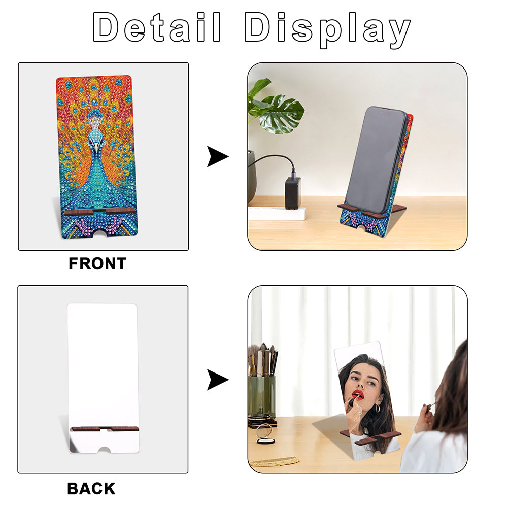 2-Pack Acrylic Diamond Art Phone Stand And Mirror Diamond Art Kits Phone Holder
