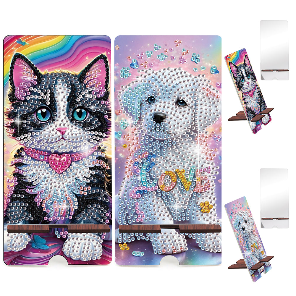 2-Pack Acrylic Diamond Art Phone Stand And Mirror Diamond Art Kits Phone Holder