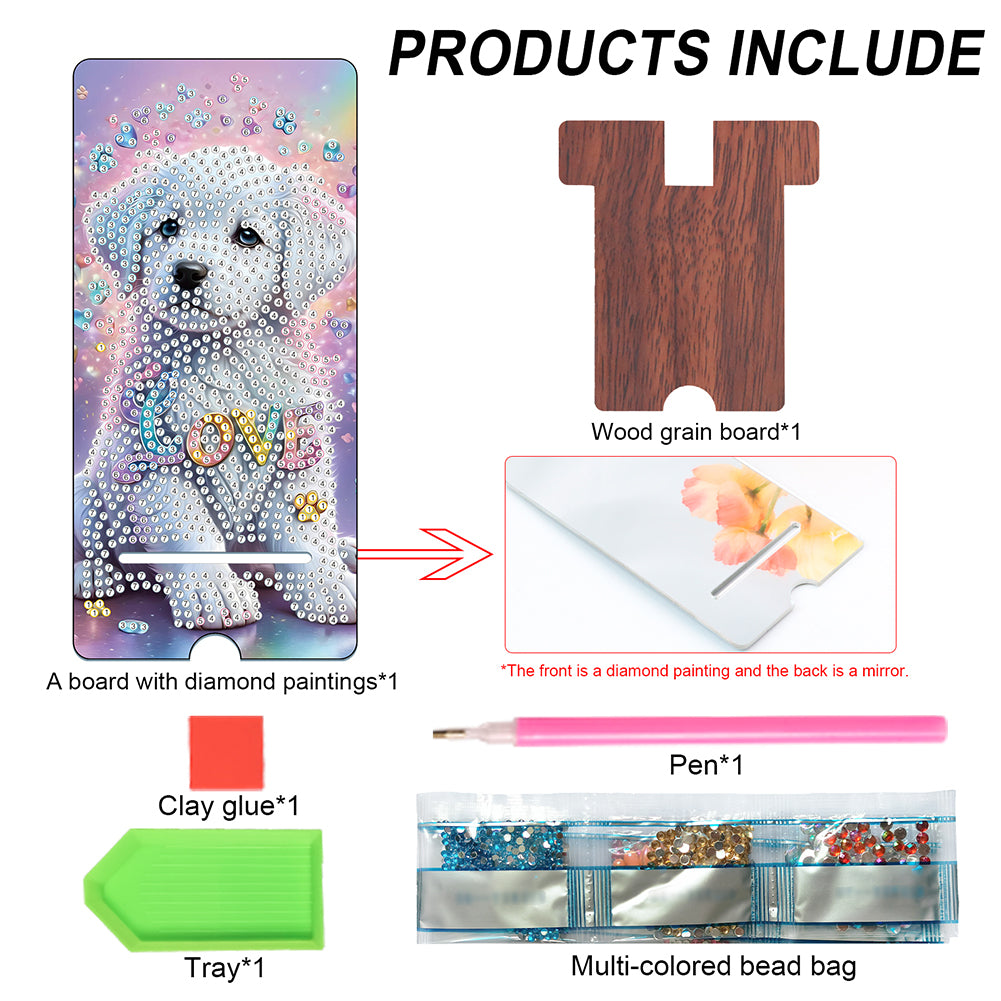 2-Pack Acrylic Diamond Art Phone Stand And Mirror Diamond Art Kits Phone Holder