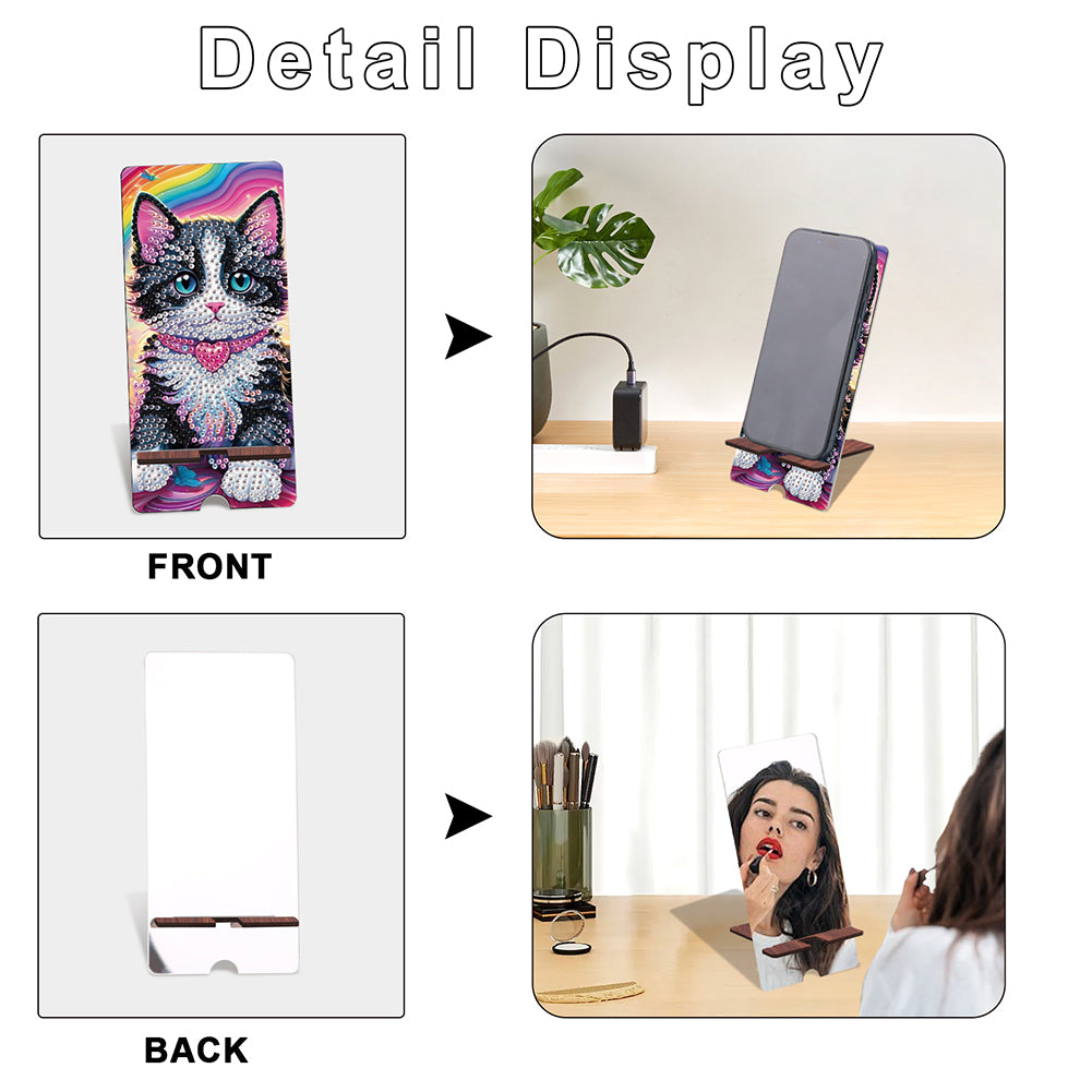 2-Pack Acrylic Diamond Art Phone Stand And Mirror Diamond Art Kits Phone Holder