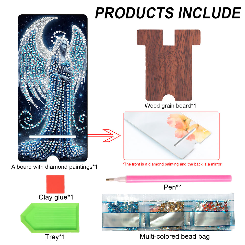 2-Pack Acrylic Diamond Art Phone Stand And Mirror Diamond Art Kits Phone Holder