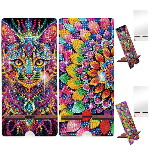 2-Pack Acrylic Diamond Art Phone Stand And Mirror Diamond Art Kits Phone Holder