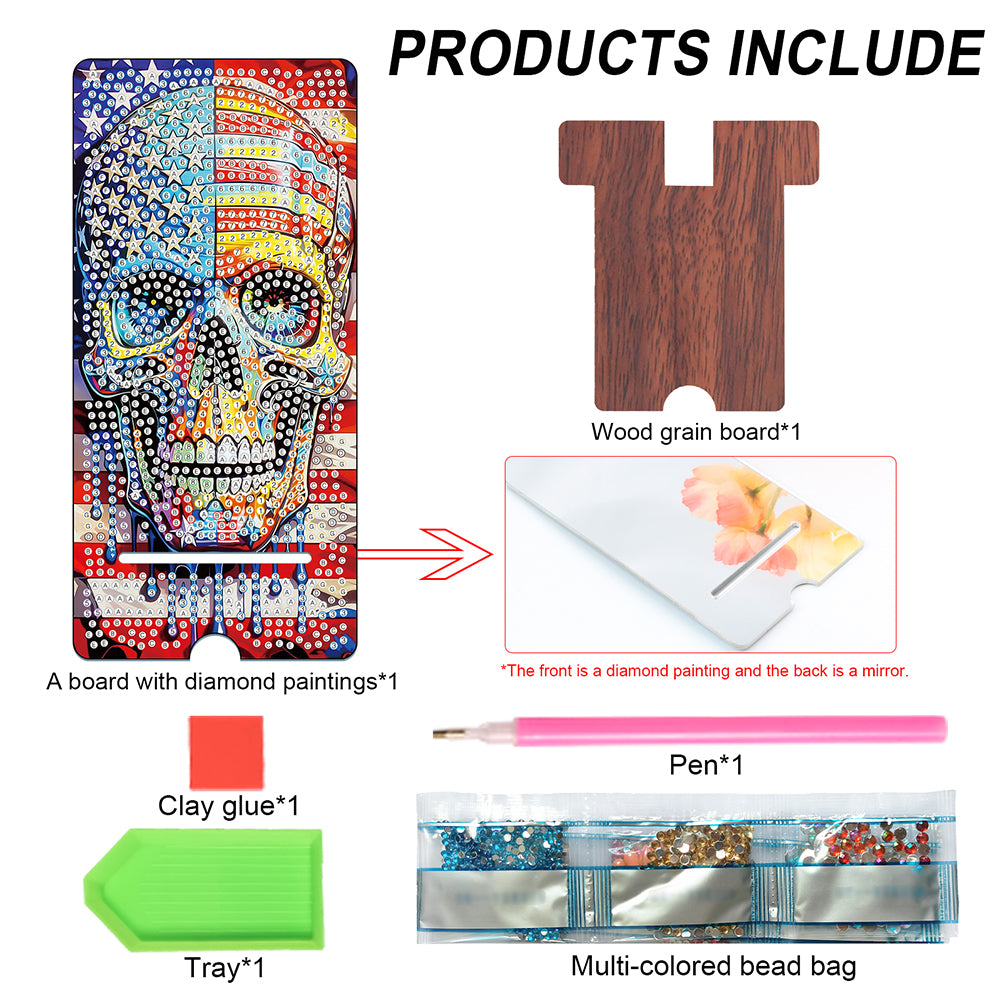 2-Pack Acrylic Diamond Art Phone Stand And Mirror Diamond Art Kits Phone Holder