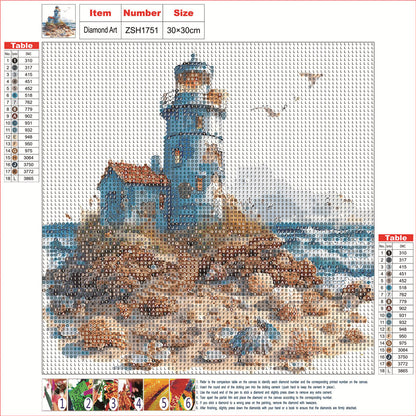 Lighthouse Landscape - Full Round Drill Diamond Painting 30*30CM