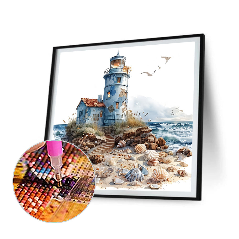 Lighthouse Landscape - Full Round Drill Diamond Painting 30*30CM