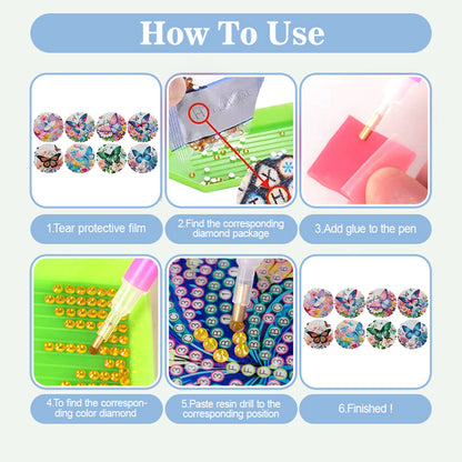 8pcs DIY Diamond Painting Coasters Kits Wooden Diamond Coaster Craft with Holder