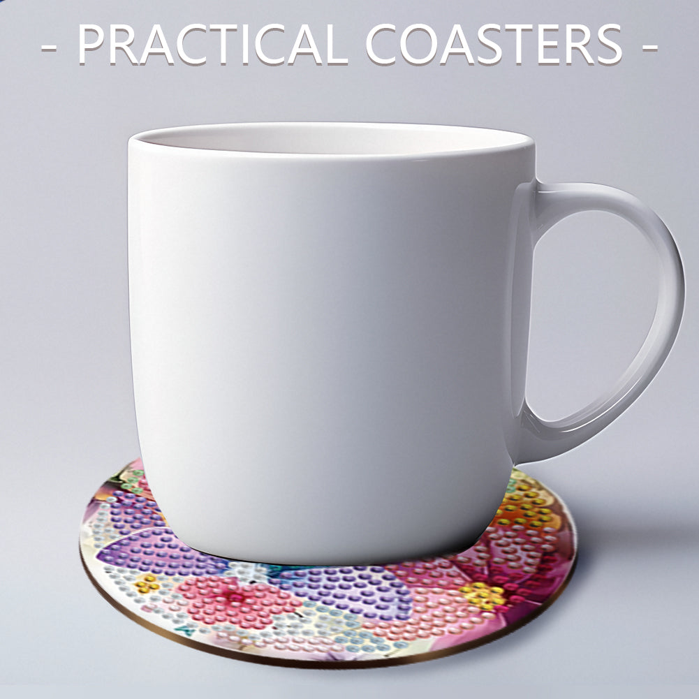 8pcs DIY Diamond Painting Coasters Kits Wooden Diamond Coaster Craft with Holder