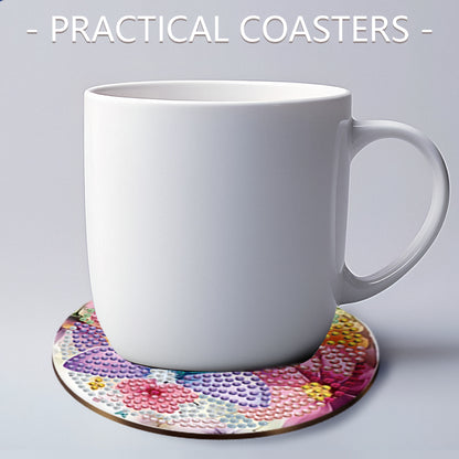 8pcs DIY Diamond Painting Coasters Kits Wooden Diamond Coaster Craft with Holder