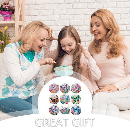 8pcs DIY Diamond Painting Coasters Kits Wooden Diamond Coaster Craft with Holder