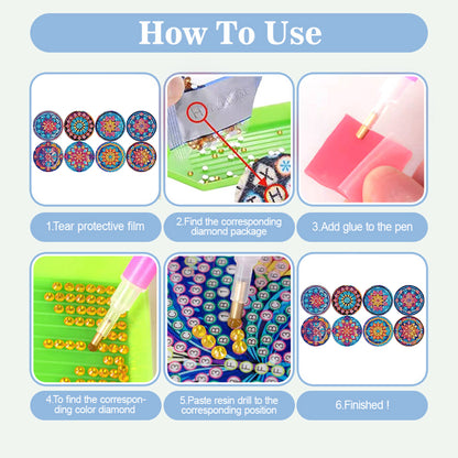 8pcs DIY Diamond Painting Coasters Kits Wooden Diamond Coaster Craft with Holder