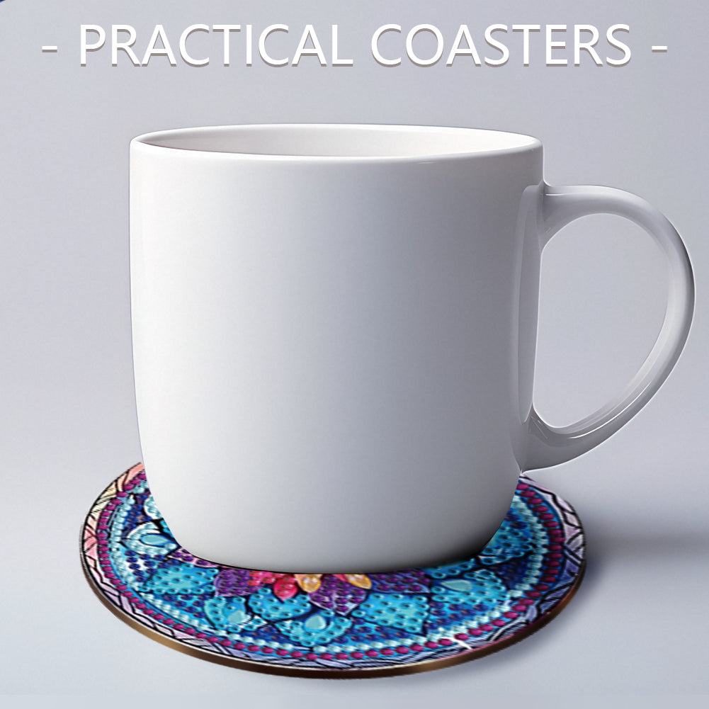 8pcs DIY Diamond Painting Coasters Kits Wooden Diamond Coaster Craft with Holder