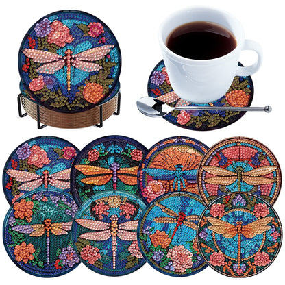 8pcs DIY Diamond Painting Coasters Kits Wooden Diamond Coaster Craft with Holder