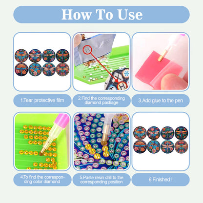 8pcs DIY Diamond Painting Coasters Kits Wooden Diamond Coaster Craft with Holder