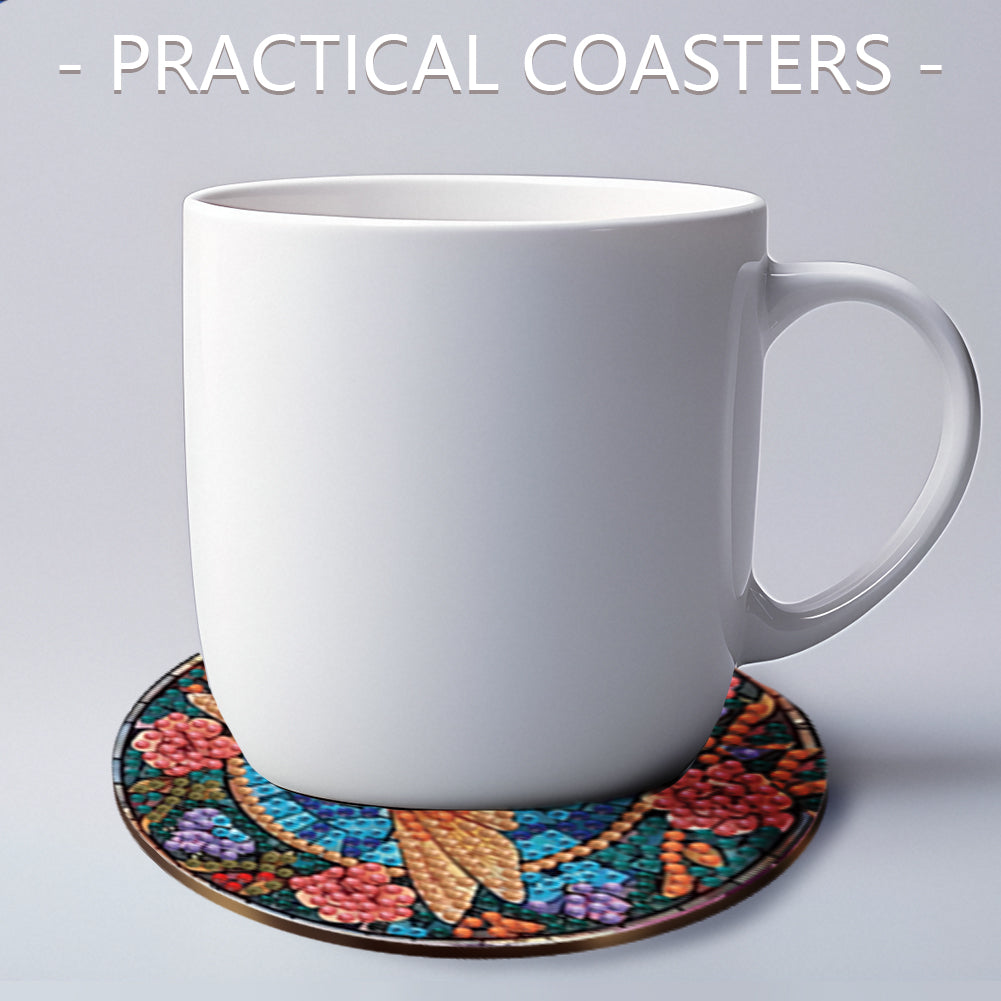 8pcs DIY Diamond Painting Coasters Kits Wooden Diamond Coaster Craft with Holder