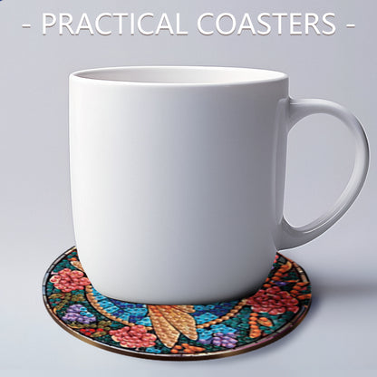 8pcs DIY Diamond Painting Coasters Kits Wooden Diamond Coaster Craft with Holder