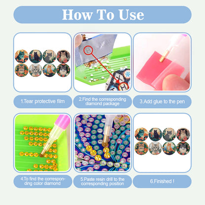 8pcs DIY Diamond Painting Coasters Kits Wooden Diamond Coaster Craft with Holder