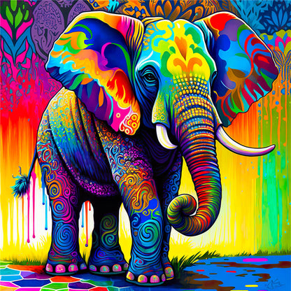 Colorful Elephant - 11CT Stamped Cross Stitch 50*50CM