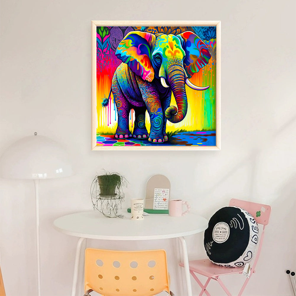 Colorful Elephant - 11CT Stamped Cross Stitch 50*50CM
