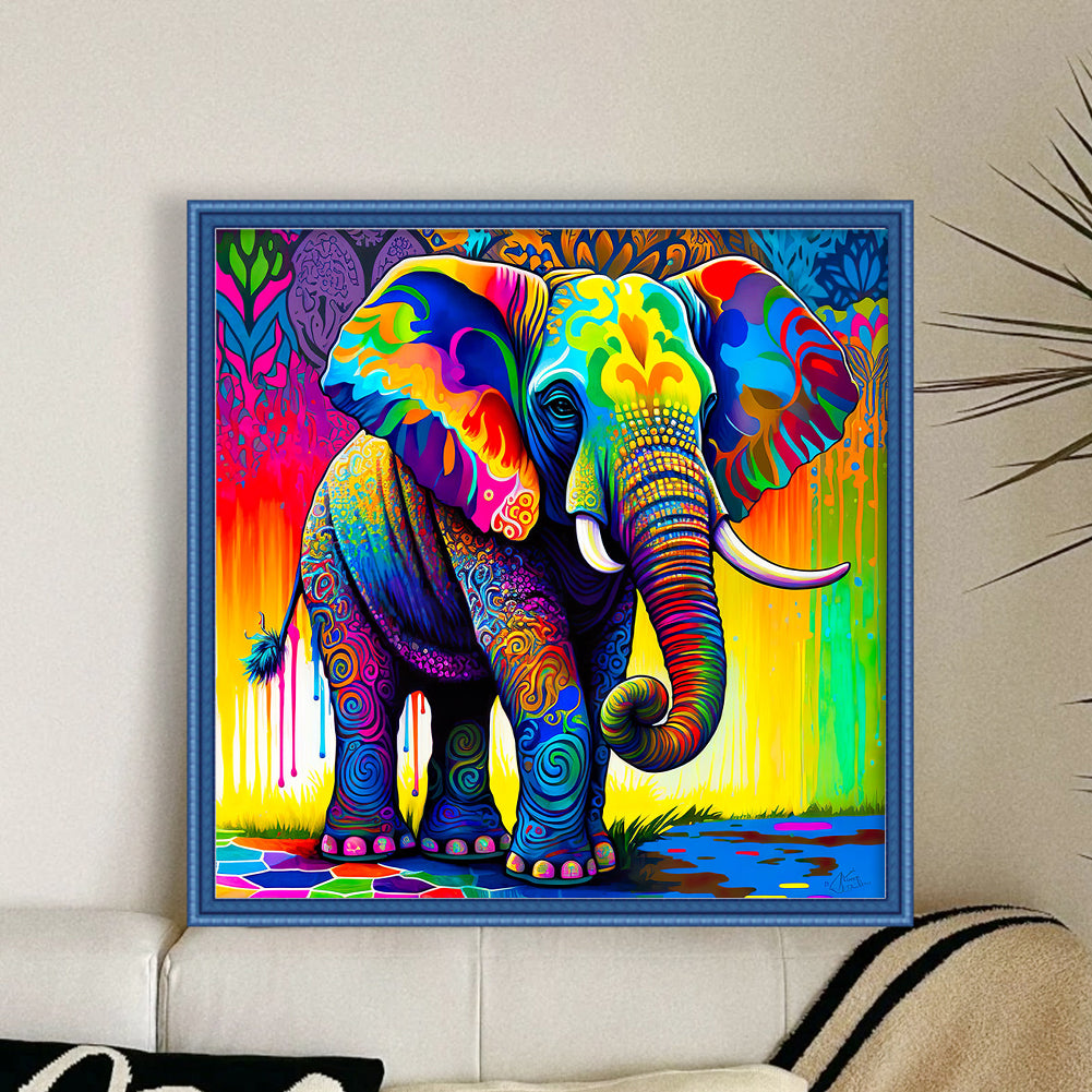 Colorful Elephant - 11CT Stamped Cross Stitch 50*50CM