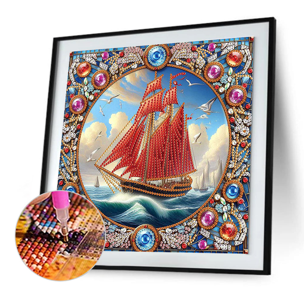 Sailboat - Special Shaped Drill Diamond Painting 30*30CM